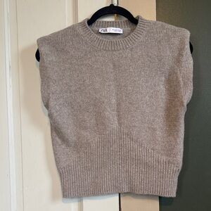 Zara Taupe Knit Sleeveless Top